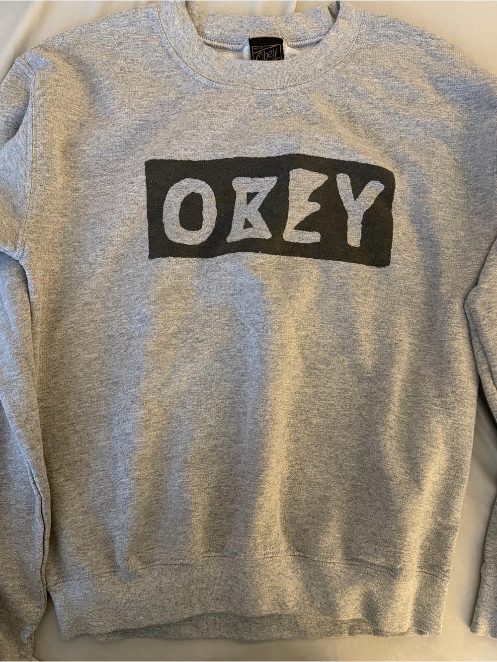 Obey Heather Gray Crewneck Sweatshirt with Black Logo